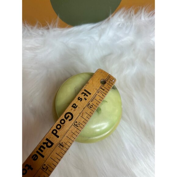 Alabaster green Stone marble floral trinket dish jewellery box Italy- tiny chip - Picture 7 of 9